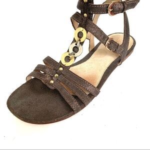 UGG LEATHER SILVER GOLD CIRCLE GLADIATOR SANDAL